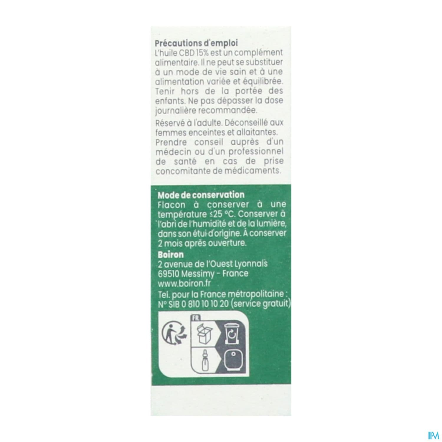 CBD BY BOIRON HUILE 15% 15ML