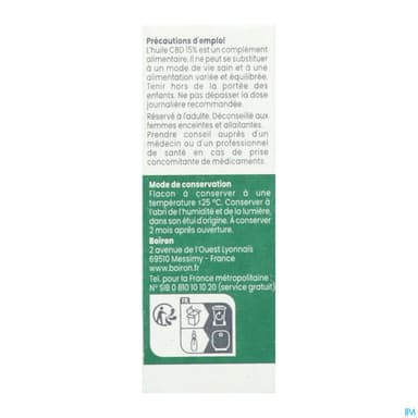 CBD BY BOIRON HUILE 15% 15ML