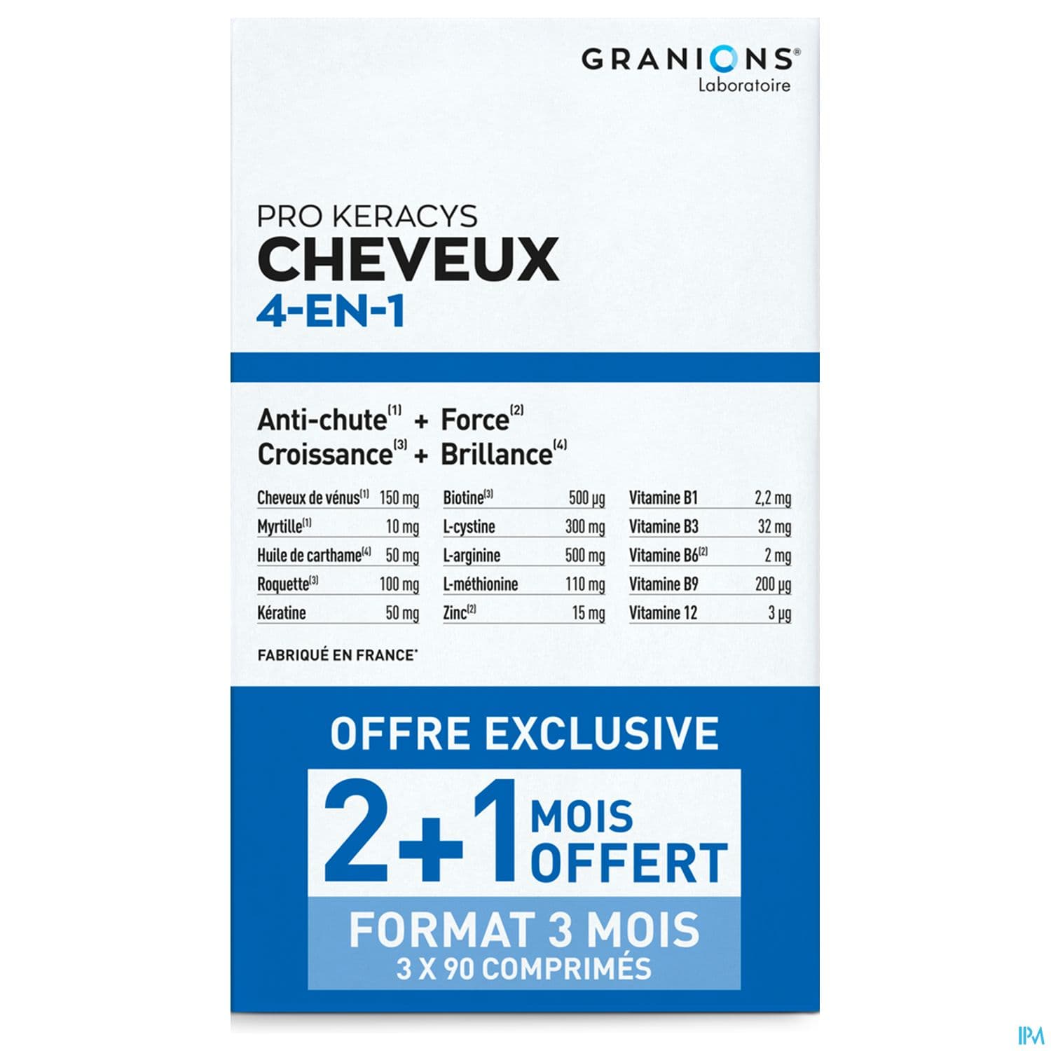 Granions Pro Keracys Cheveux 4en1 3mois Comprime 90 X3 Dont 1 Offert