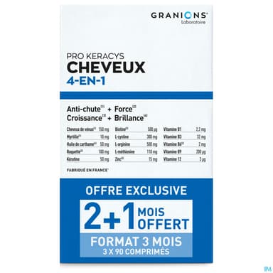 Granions Pro Keracys Cheveux 4en1 3mois Comprime 90 X3 Dont 1 Offert