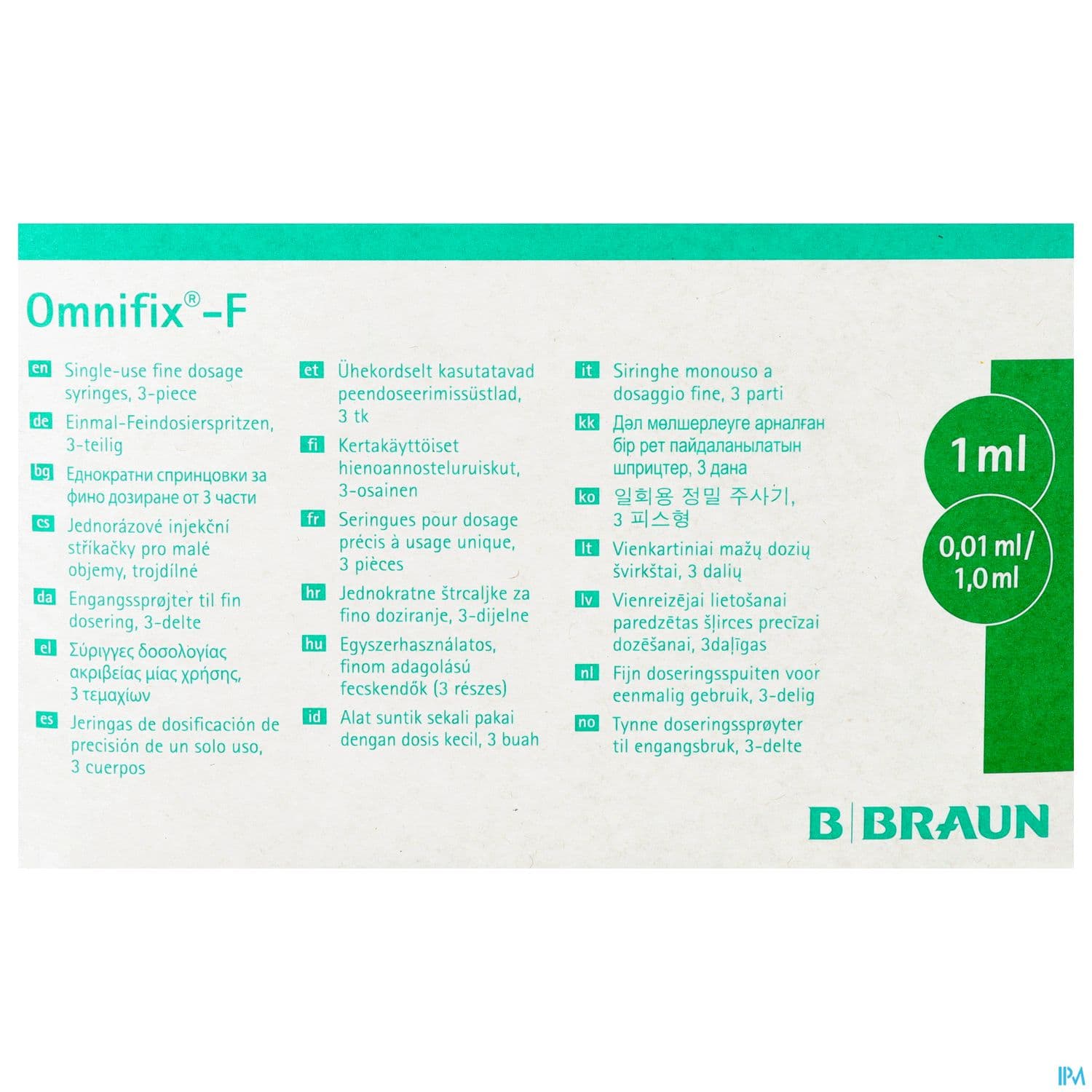 Omnifix Seringue Tuberculine Solo F 1ml