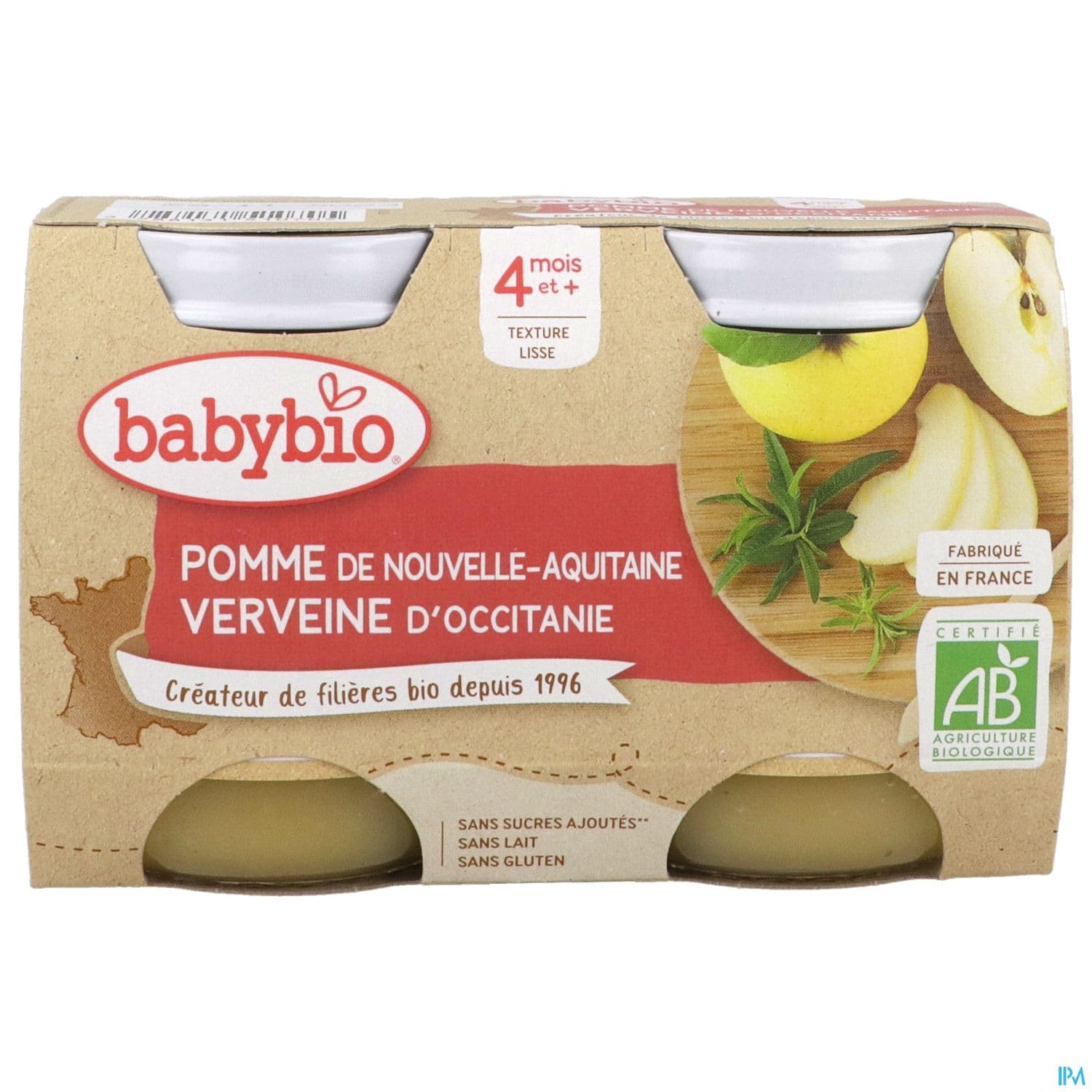 BABYBIO POMME/VANILLE 2X130G