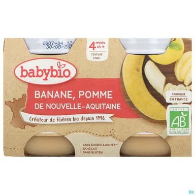 Babybio Banane Pomme De Nouvelle Aquitaine 4m 130g X2