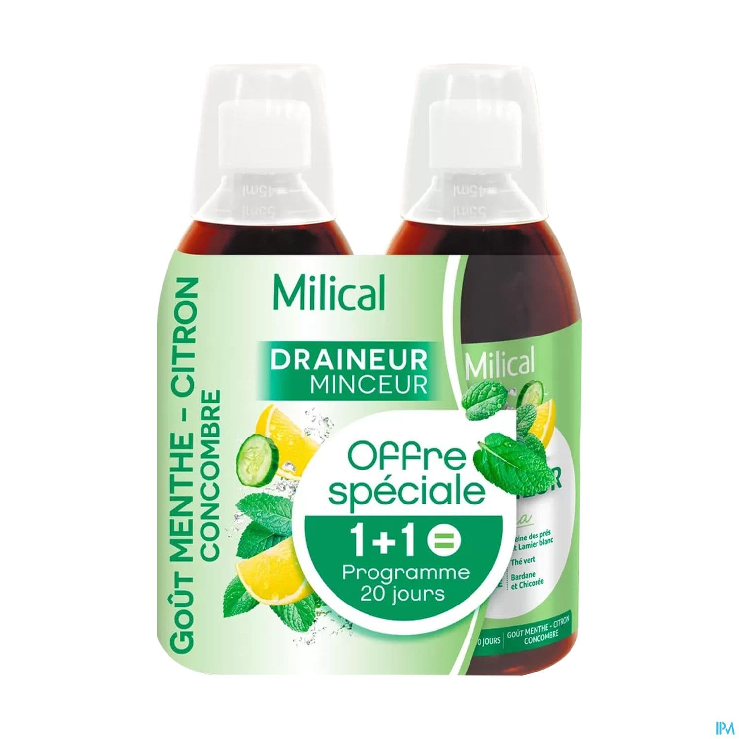 Milical Draineur Ultra Menthe Citron Solution Buvable 500ml X2
