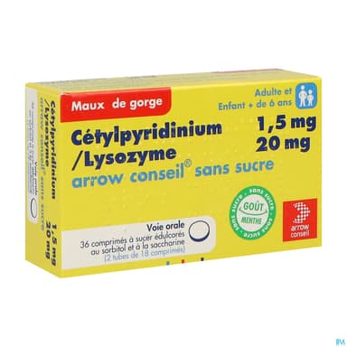 Cetylpyridinium Lysozyme Arrow Conseil Sans Sucre Comprime A Sucer 36