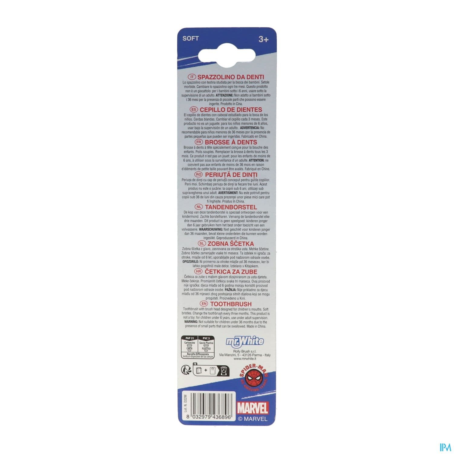 Tinokou Brosse A Dents Ergonomique Spiderman