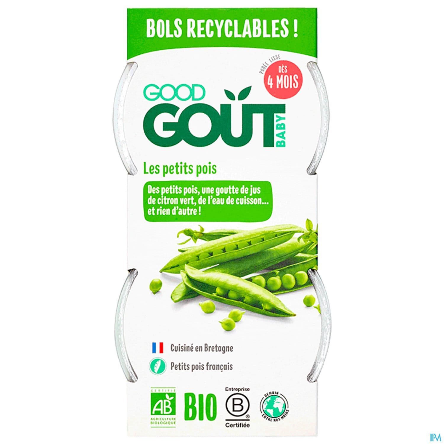 Good Gout Baby Bols Petits Pois Bio 120g X2