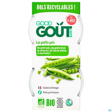 Good Gout Baby Bols Petits Pois Bio 120g X2