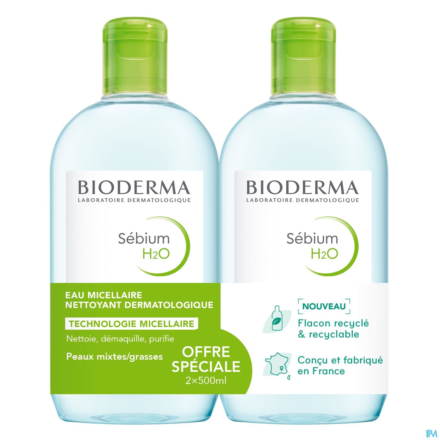 Bioderma Sebium H2o Solution Micellaire Sans Savon 500ml X2