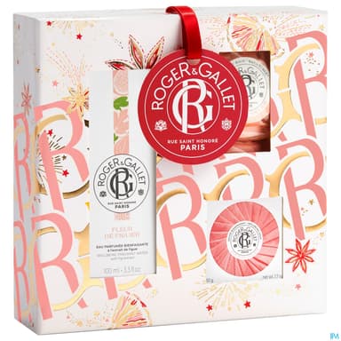 Roger Gallet Coffret Noel Fleur De Figuier Eau Parfumee 100ml + Savon 50g + 3 Galets Bain Offerts