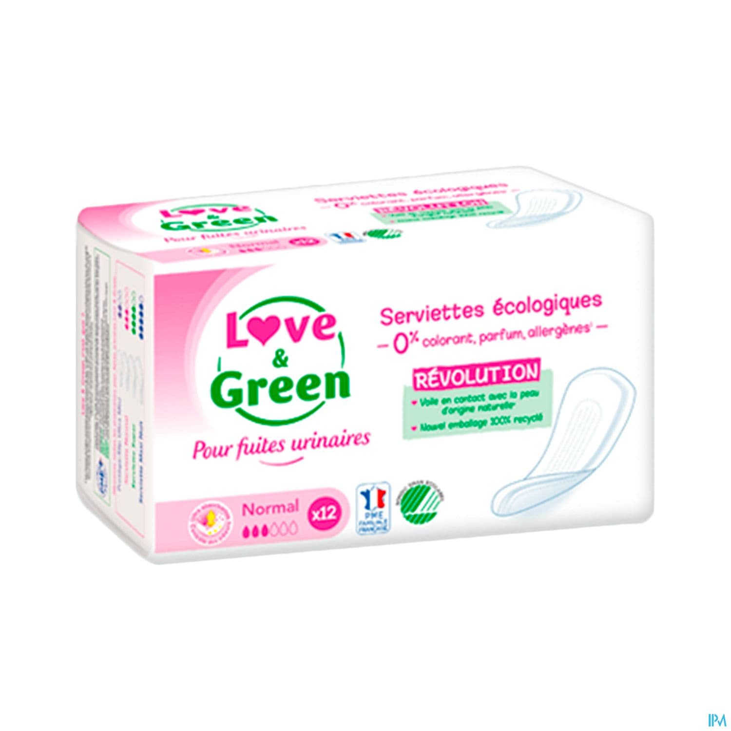 Love Green Serviettes Incontinence Hypoallergeniques Normal X12