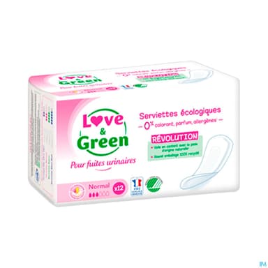 Love Green Serviettes Incontinence Hypoallergeniques Normal X12