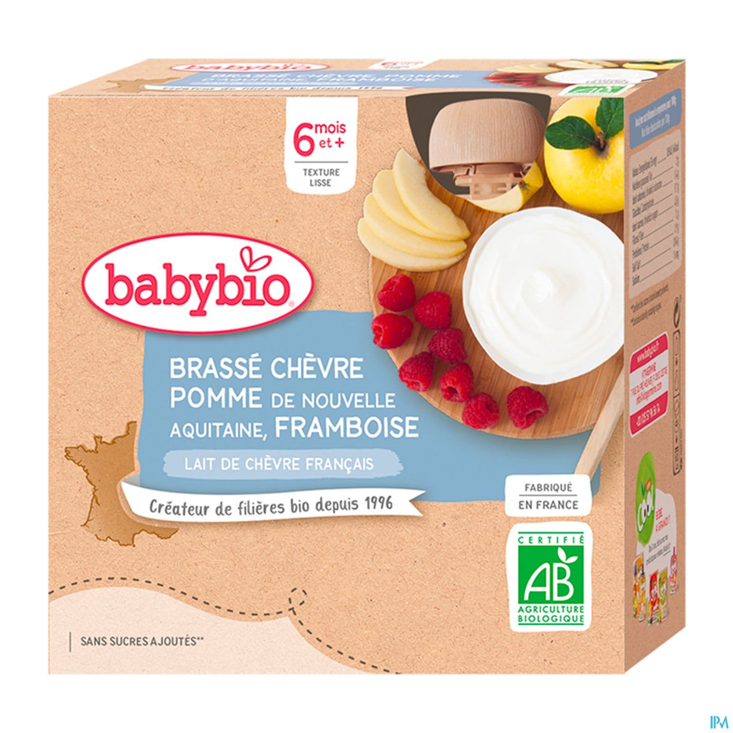 Babybio Brasse Au Lait De Chevre Francais Pomme Framboise Gourde 6m 85g X4