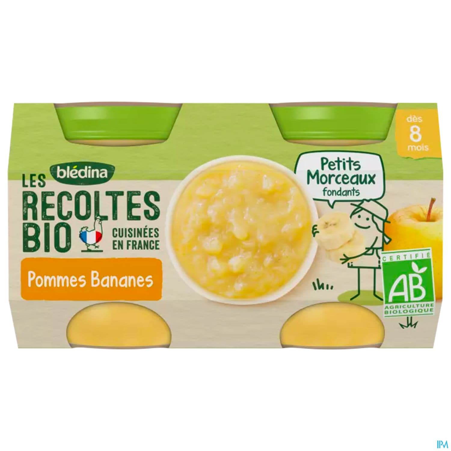 Bledina Les Recoltes Bio Compotee Avec Morceau Pomme Banane 130g X2