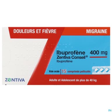 Ibuprofene Zentiva Conseil 400mg Comprime Pellicule 15