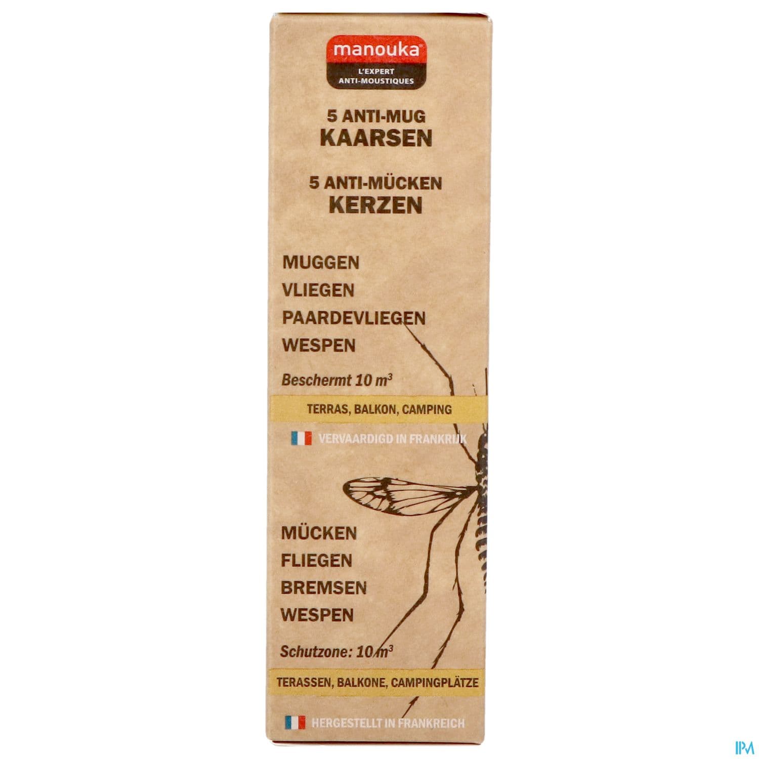 Manouka Bougie Antimoustique Vanille Monoi X5