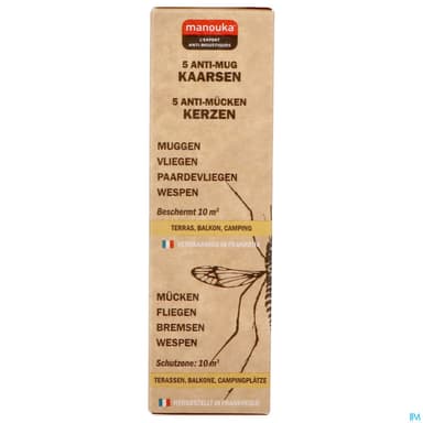 Manouka Bougie Antimoustique Vanille Monoi X5