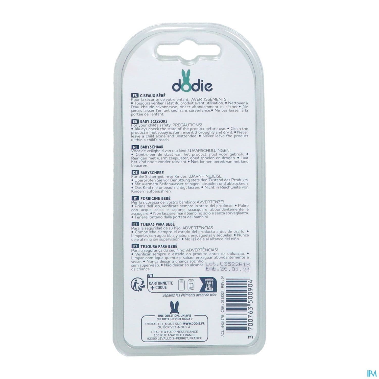 Dodie Ciseaux Ongles Droit Bebe