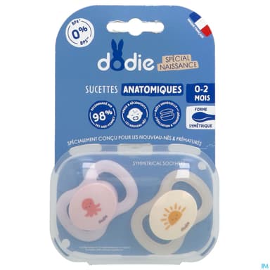 Dodie Sucette Anatomique 0/2mois Pieuvre Soleil X2