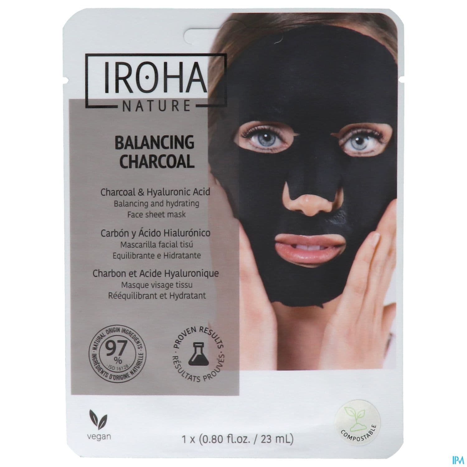 Iroha Collection Detox Masque Tissus Biodegradable Charbon + Ha