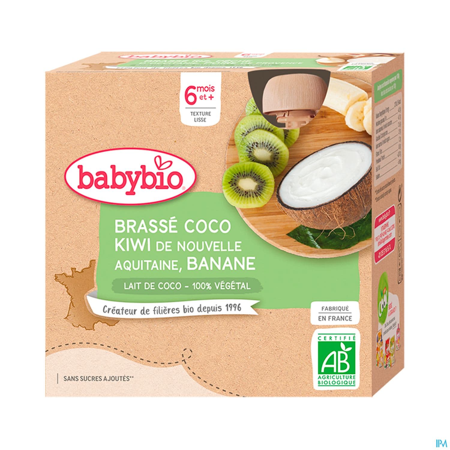 Babybio Brasse Vegetal Au Lait De Coco Kiwi Banane Gourde 6m 85g — Pharmacie du Pilori