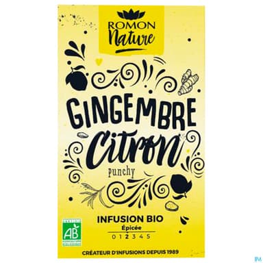 Romon Nature Tisane Plaisir Gingembre Citron Bio Infusette 1g8 16