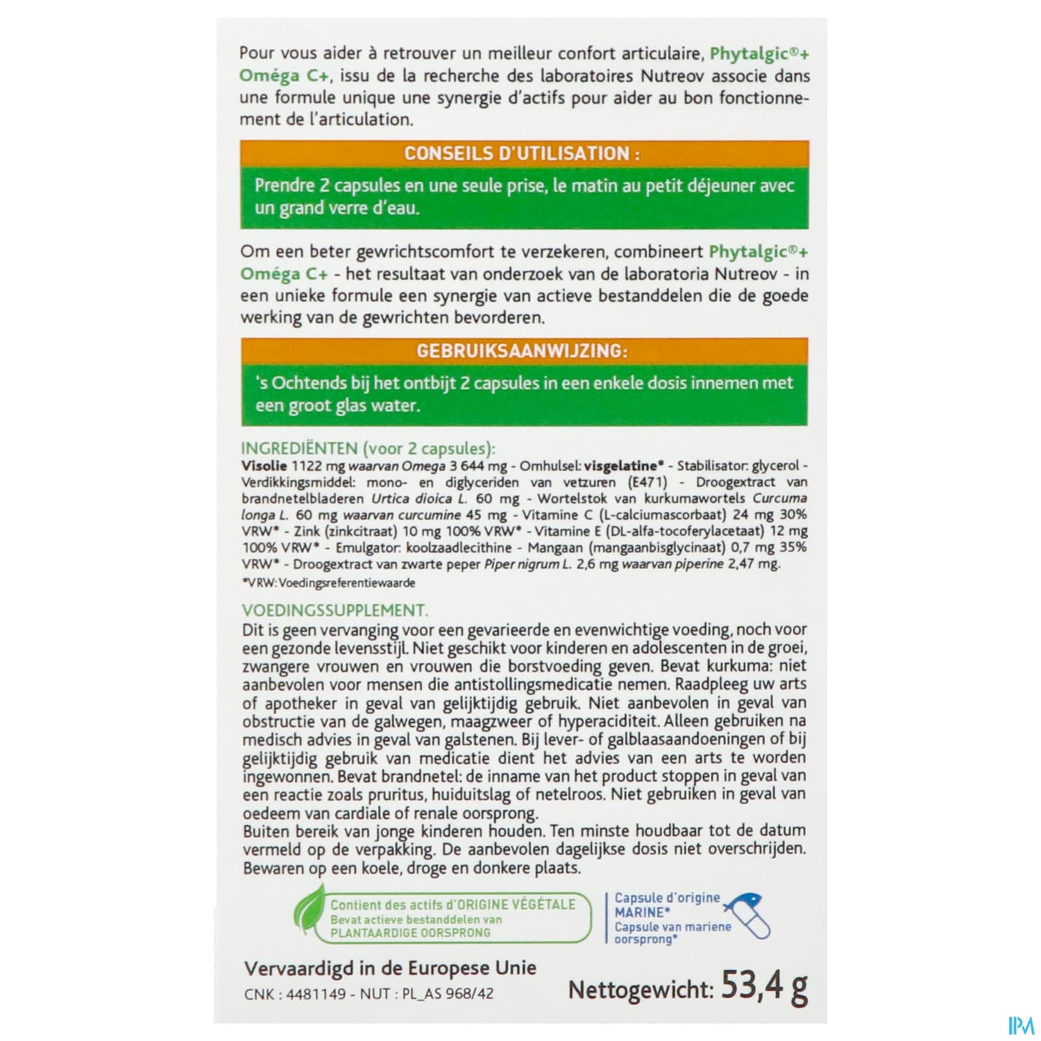Nutreov Phytalgic+ Omega C+ Confort Articulations Capsule 60 Satisfait Ou Rembourse