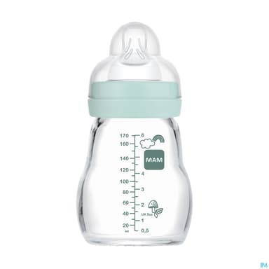 BIB MAM VERRE TETIN DEB1 BLEU170ML