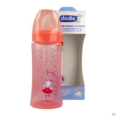 Dodie Initiation+ Biberon Anticolique Rose Danseuse +6mois 330ml