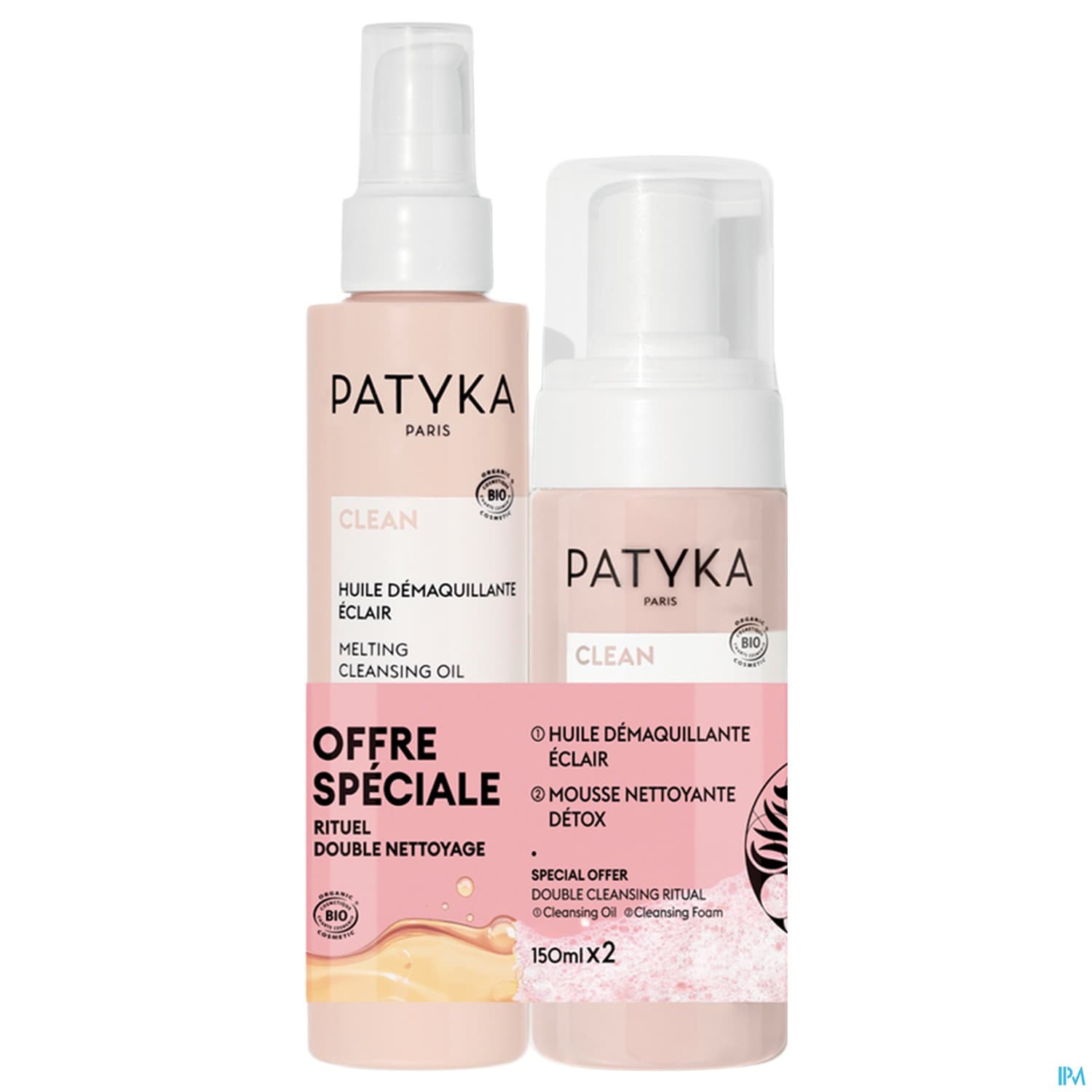 Patyka Clean Mousse Nettoyante Detox Bio 150ml + Huile Demaquillante Eclair Bio 150ml