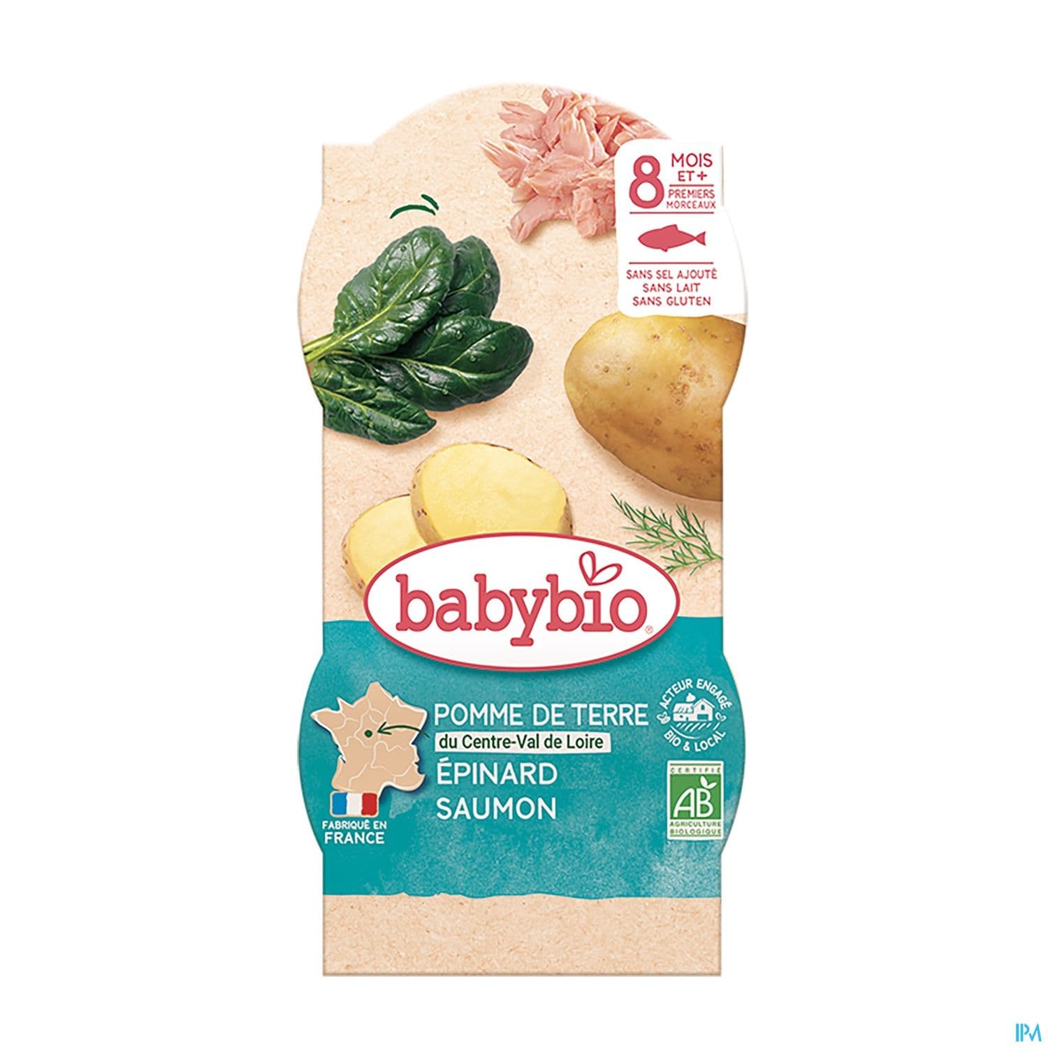 Babybio Pommes De Terre Du Centre Val De Loire Epinard Saumon A l'aneth 8m 200g X2 — Pharmacie Lafayette de Roubaix