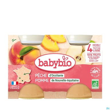 BABYBIO PECHE/POMME 2X130G