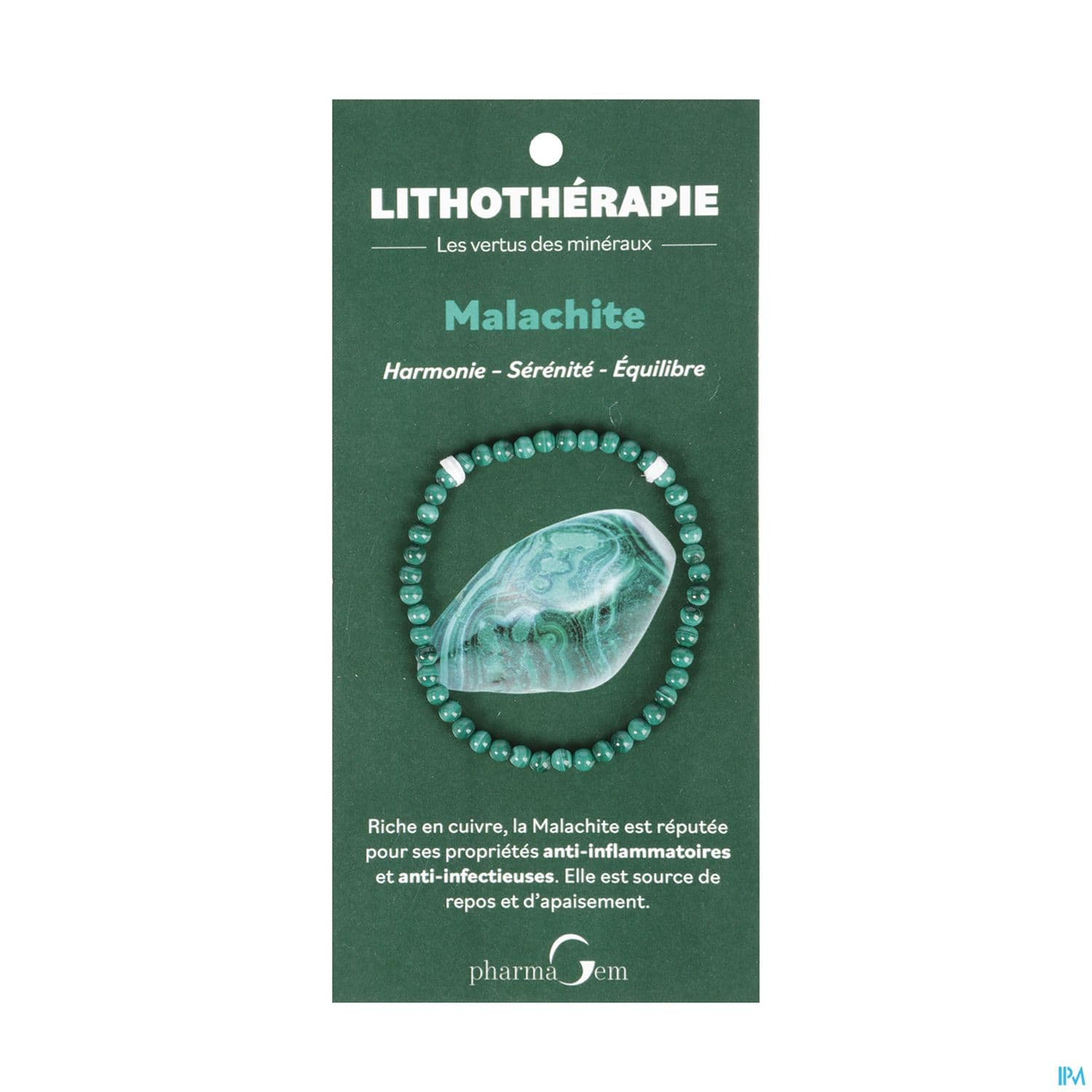 Bracelet de lithothérapie en Malachite - 4 mm — Pharmacie du Vercors