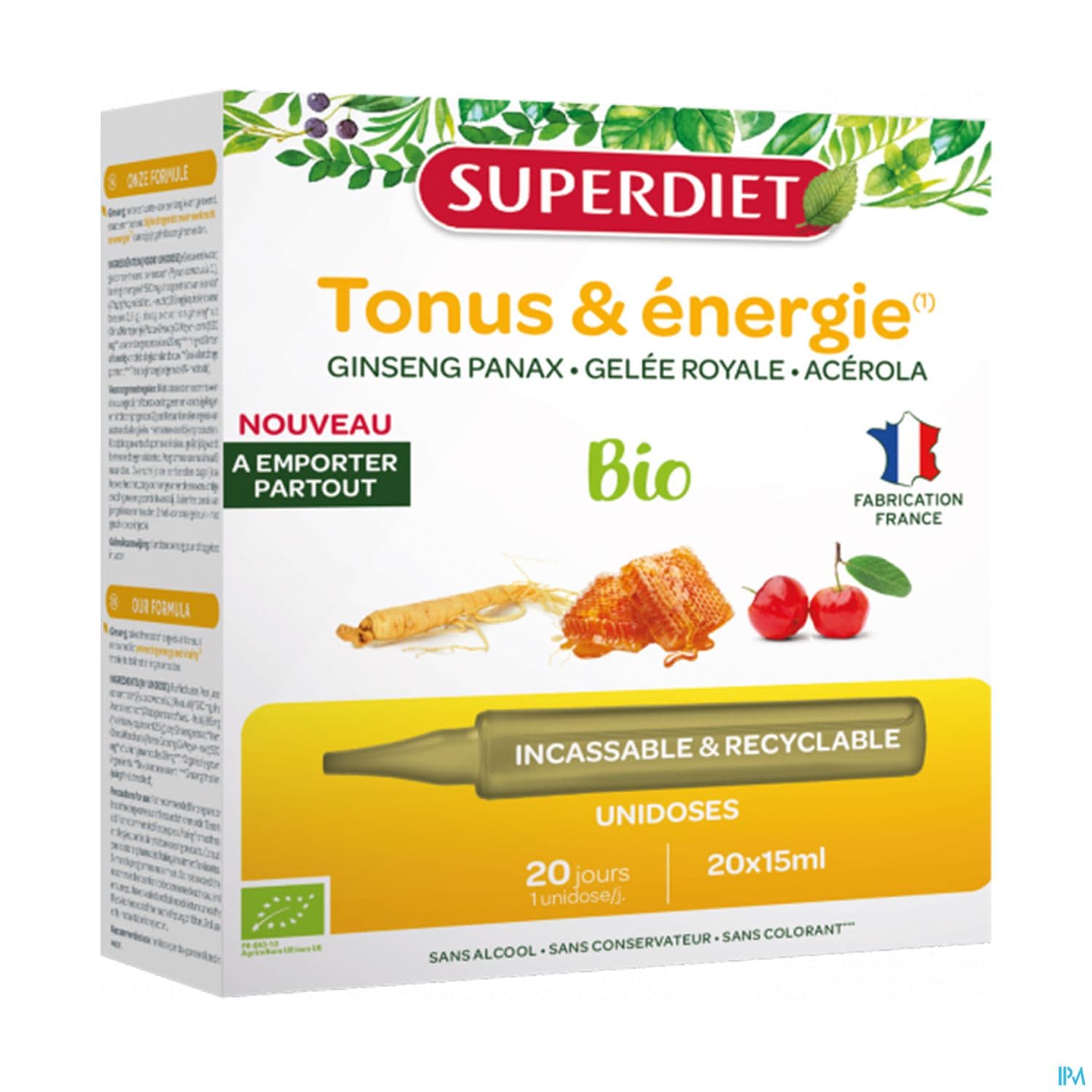 Superdiet Tonus Energie Ginseng Gelee Royale Bio Unidose 15ml 20
