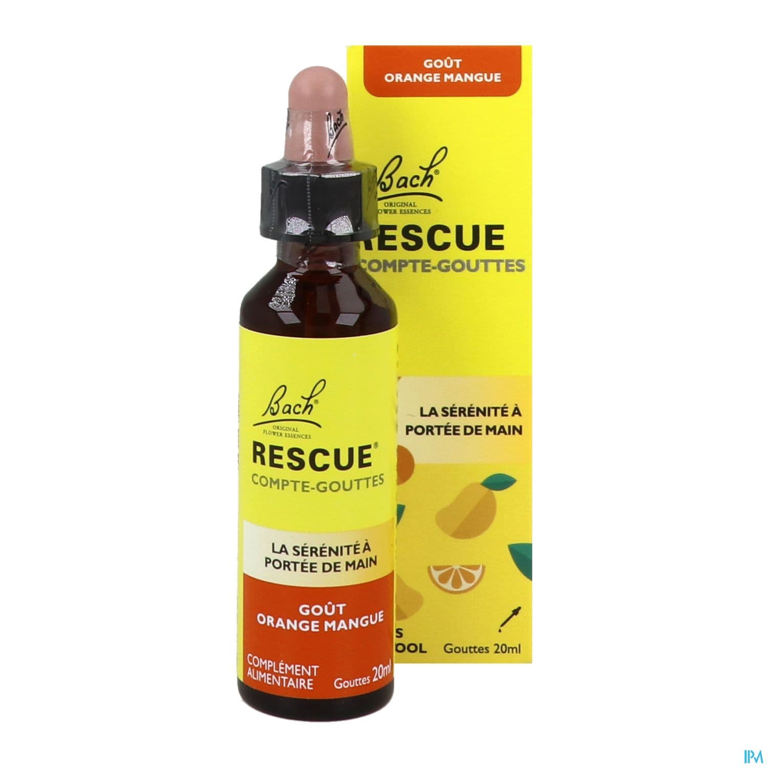 Rescue Bach Compte Gouttes Gout Orange Mangue 20ml