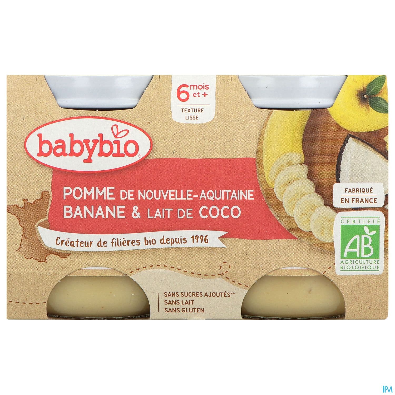 BABYBIO POM/BANAN LAIT COCO 2X130G