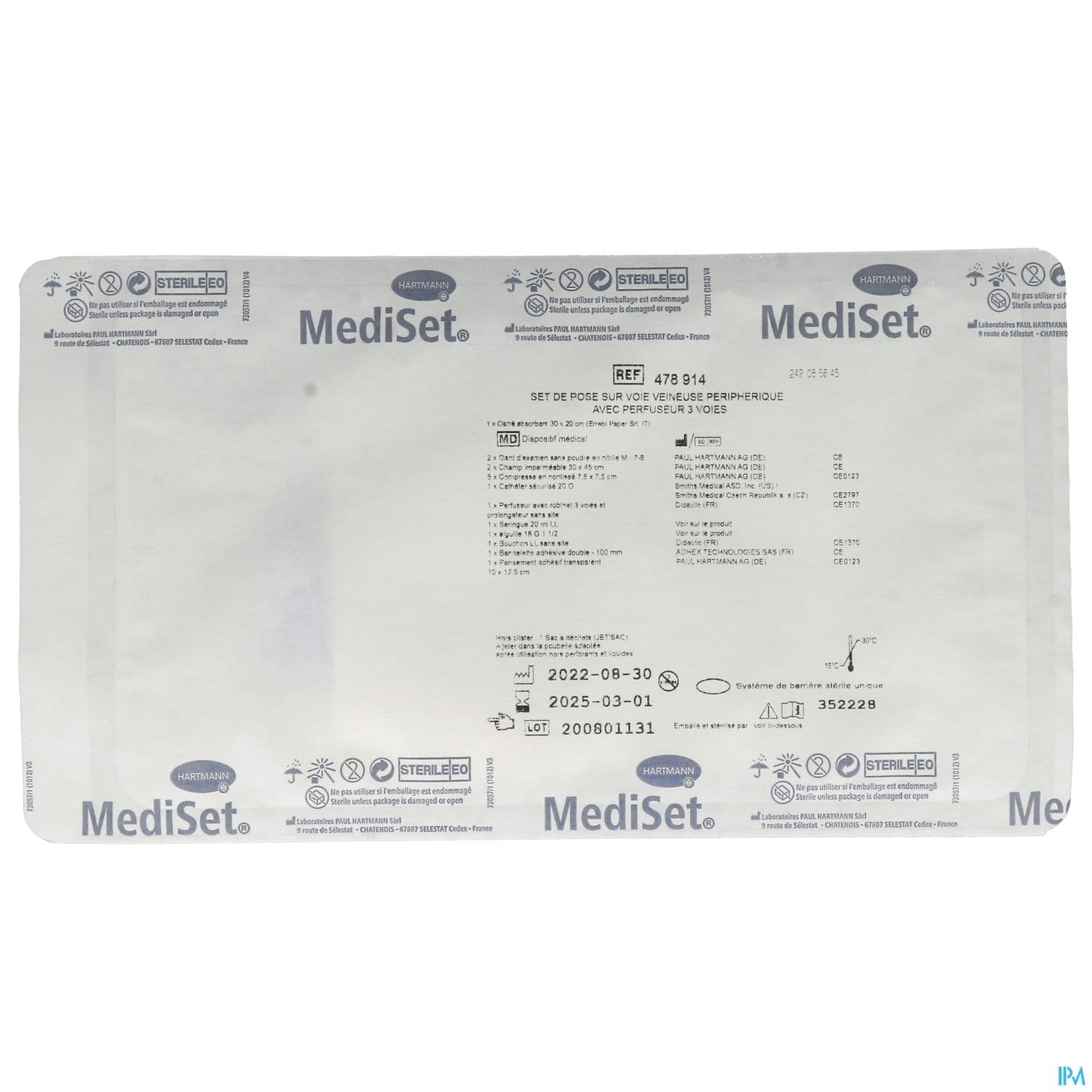 Hartmann Mediset Perfusion Set De Pose De Perfusion Sur Voie Veineuse Peripherique Perfuseur 3voies