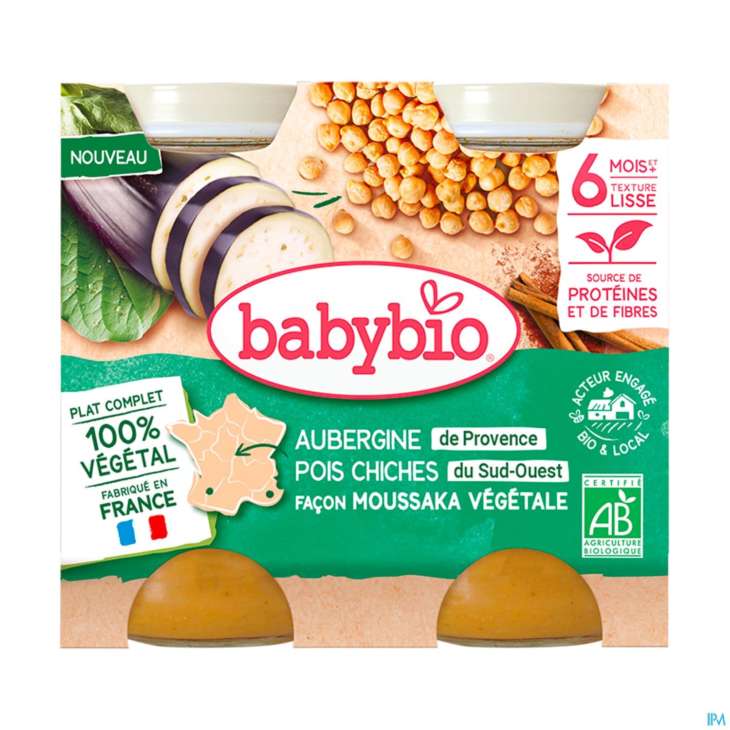 BABYBIO MENU AUBER/POIS CHI 2X200G