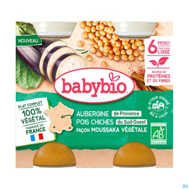 BABYBIO MENU AUBER/POIS CHI 2X200G