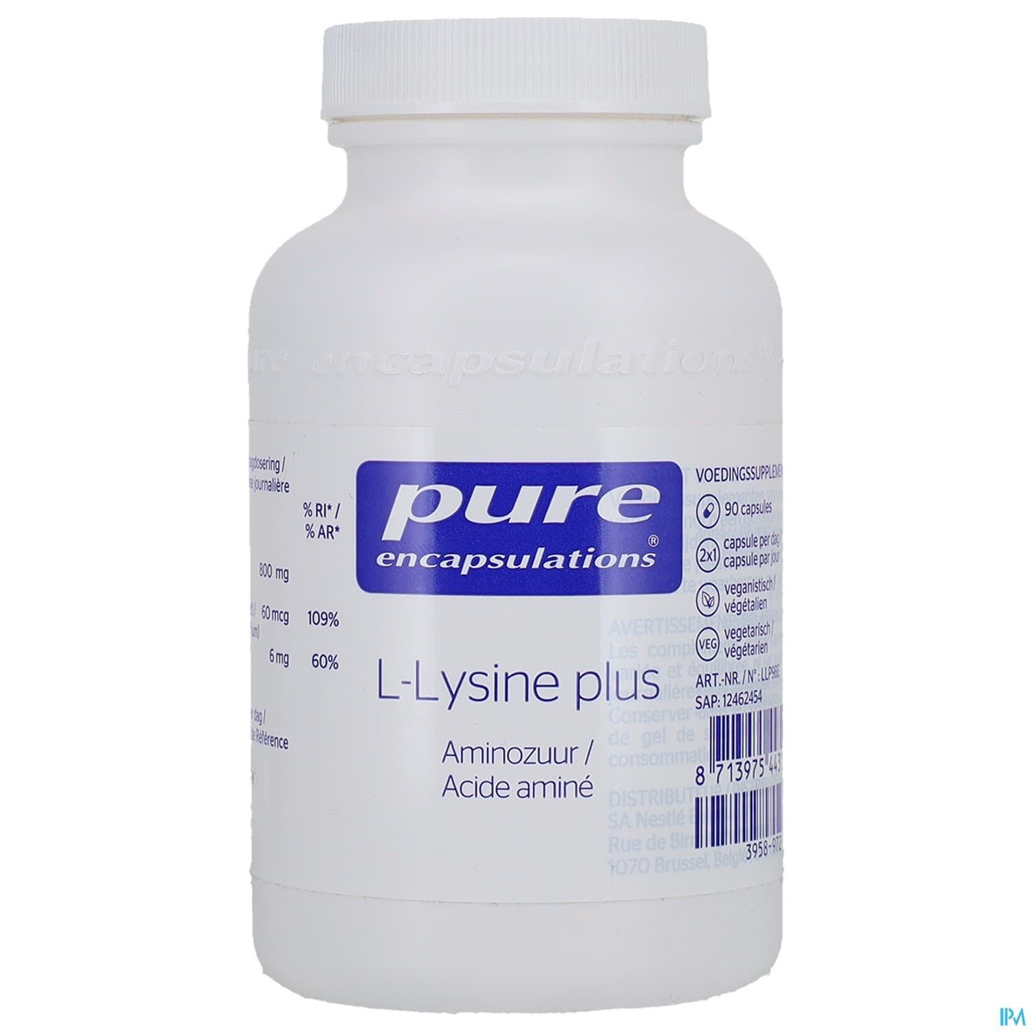 PURE ENCAPSUL L-LYSINE PLUS CAPS90