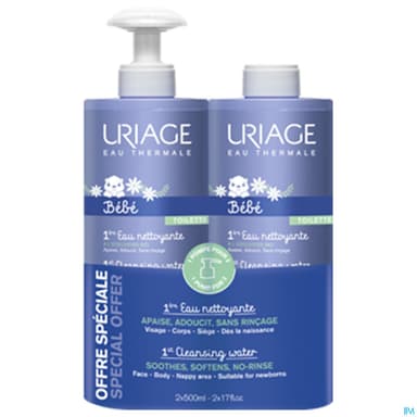 Uriage Bebe 1ere Eau Nettoyante 500ml X2