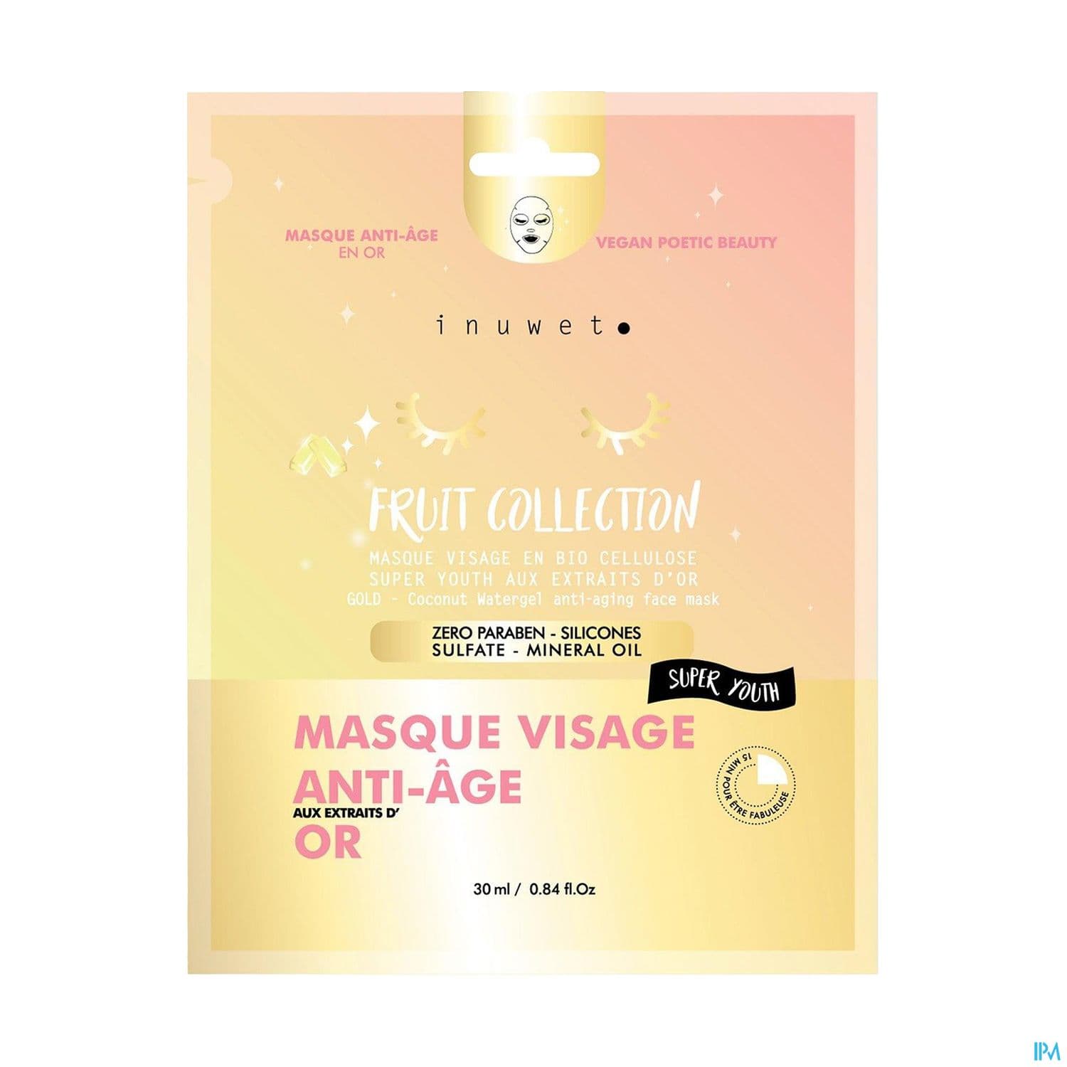 Inuwet Masque Visage Fruit Collection Hydratation Extraits D Or 30ml