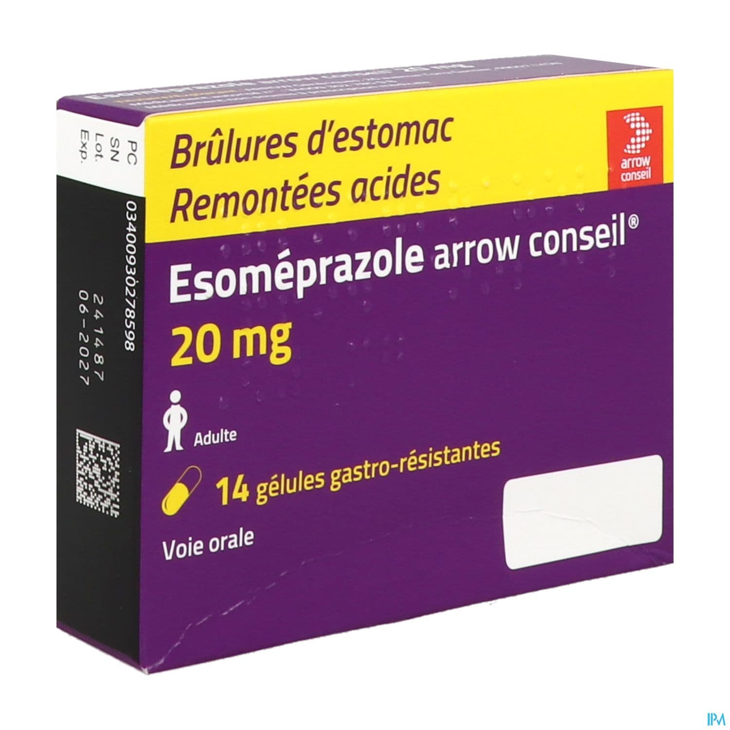 Esomeprazole Arrow Conseil 20mg Gelule Gastroresistante 14