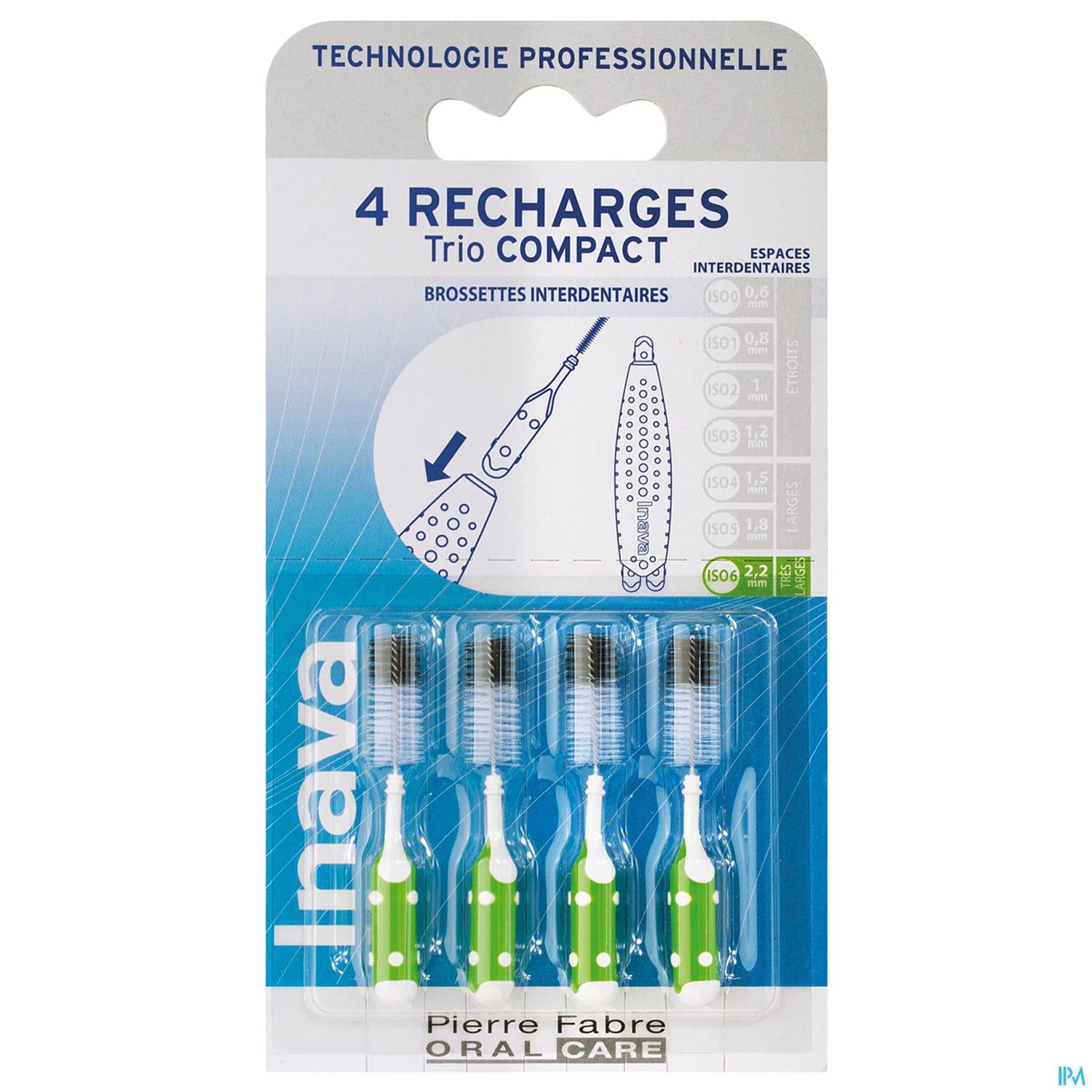 Inava Trio Compact Brossette Recharge Verte X3