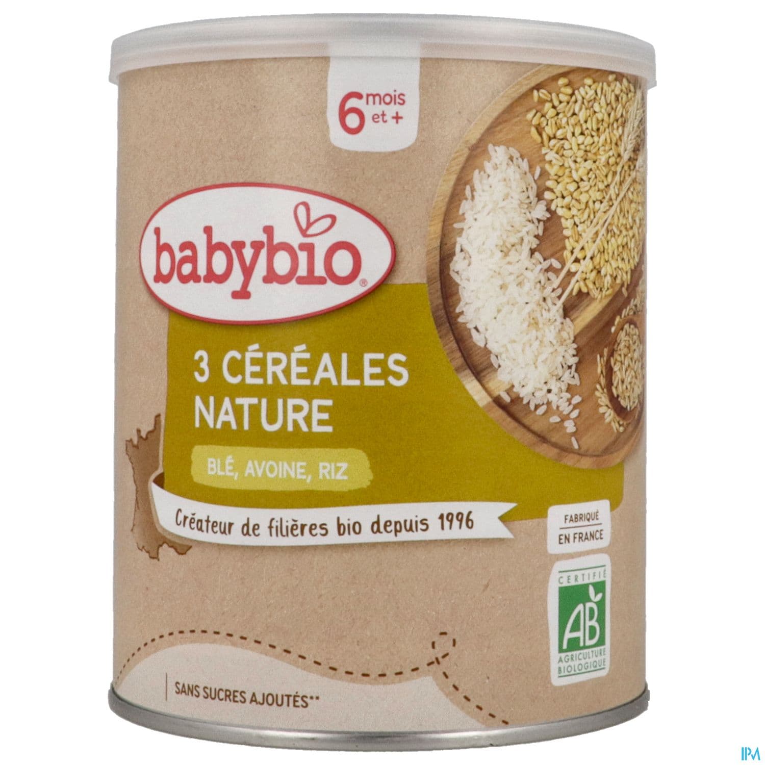Babybio 3 Cereales Nature Ble Avoine Riz 6m 220g