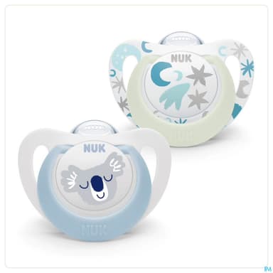 Nuk Sucette Silicone Starlight 0/6m Garcon X2