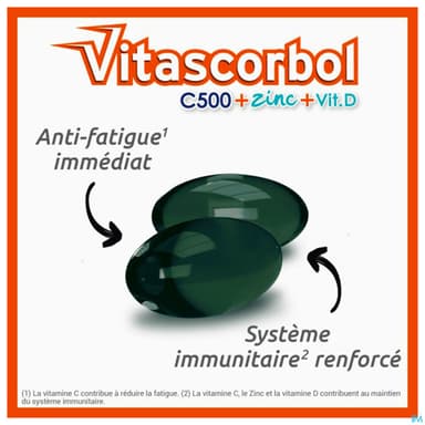 VITASCORBOL C 500+ZINC+VITD CAPS30
