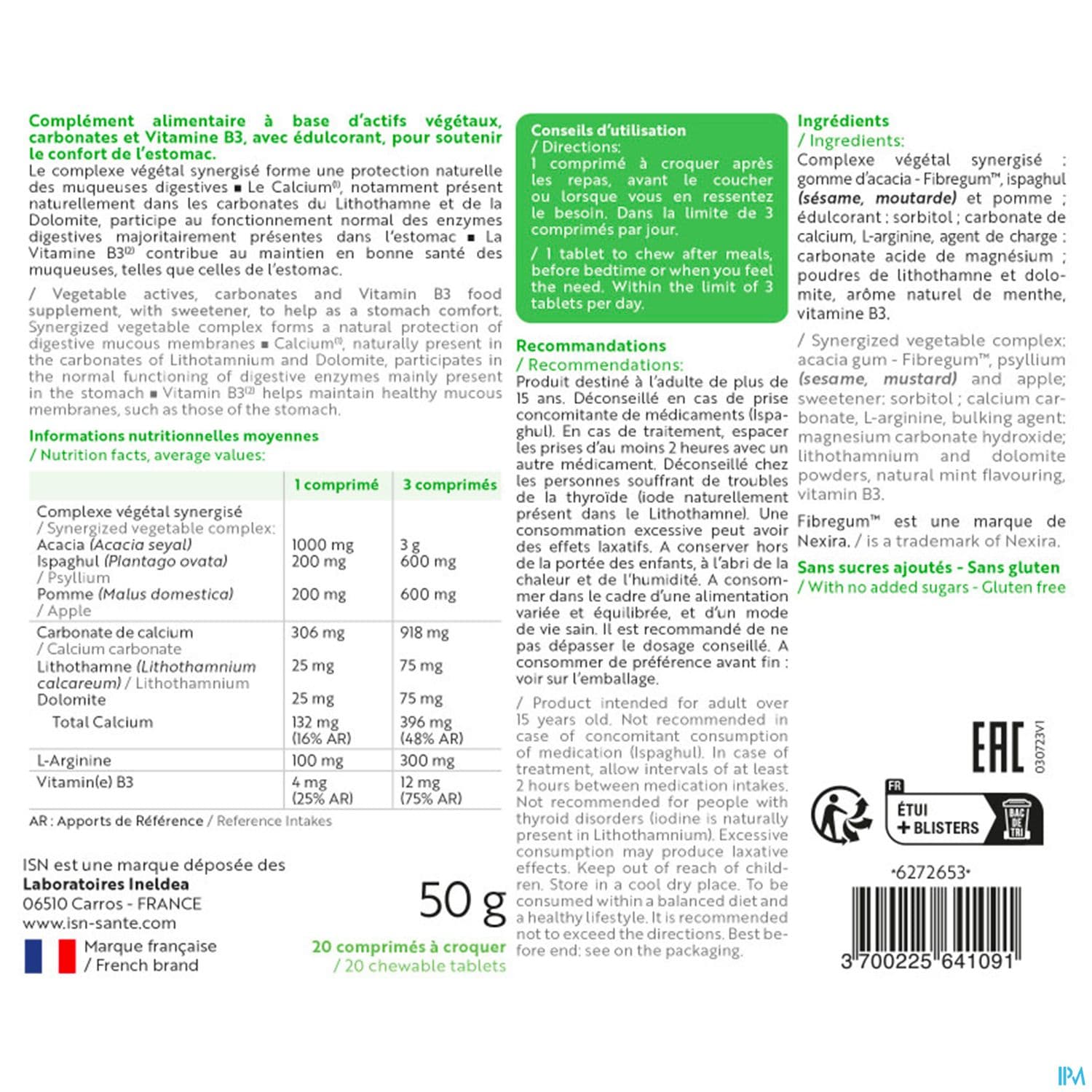 ISN STOMACALM REFLUX CPR A CROQ 20
