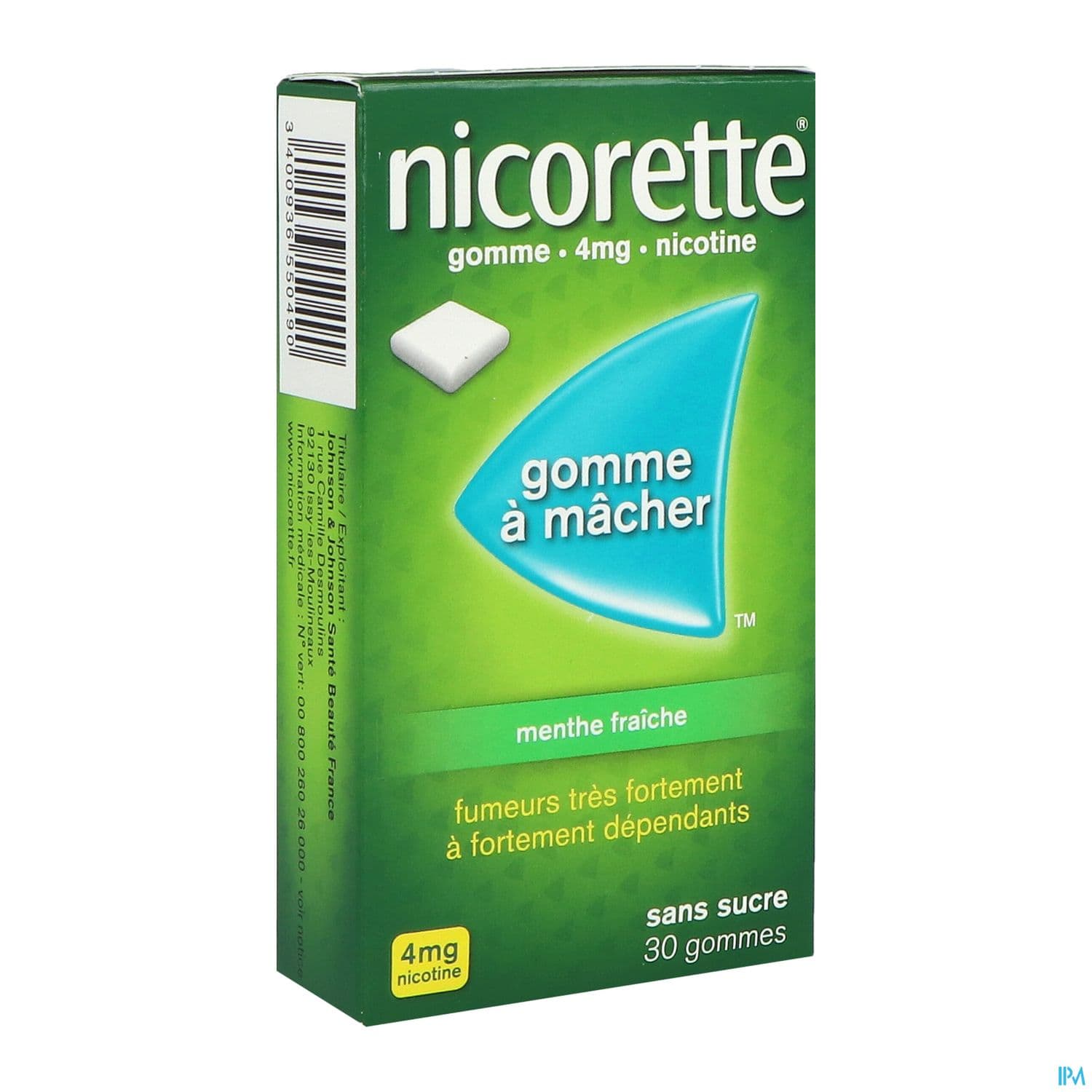 NICORETTE 4MG GOM MED SS SUC MEN FR PLQ/30GOM