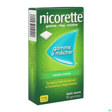 NICORETTE 4MG GOM MED SS SUC MEN FR PLQ/30GOM